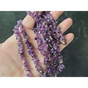 925 Sterling Silver Amethyst And Silver Beaded Necklace Vintage